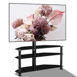 Multi-Function TV Stand Height Adjustable Bracket Swivel 3 Tier - Black - Furniture Home Direct