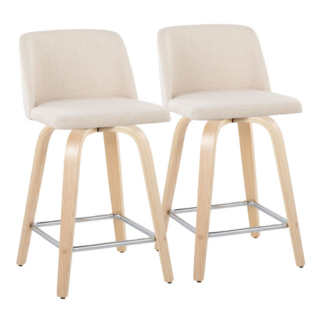 Toriano - Contemporary Fixed Height Counter Stool With Swivel With Square Footrest (Set of 2) - Furniture Home Direct