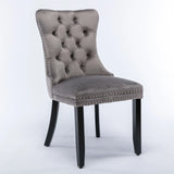 Nikki - Modern, High-End Tufted Solid Wood Contemporary Velvet Upholstered Dining Chair With Wood Legs Nailhead Trim (Set of 2) - Furniture Home Direct