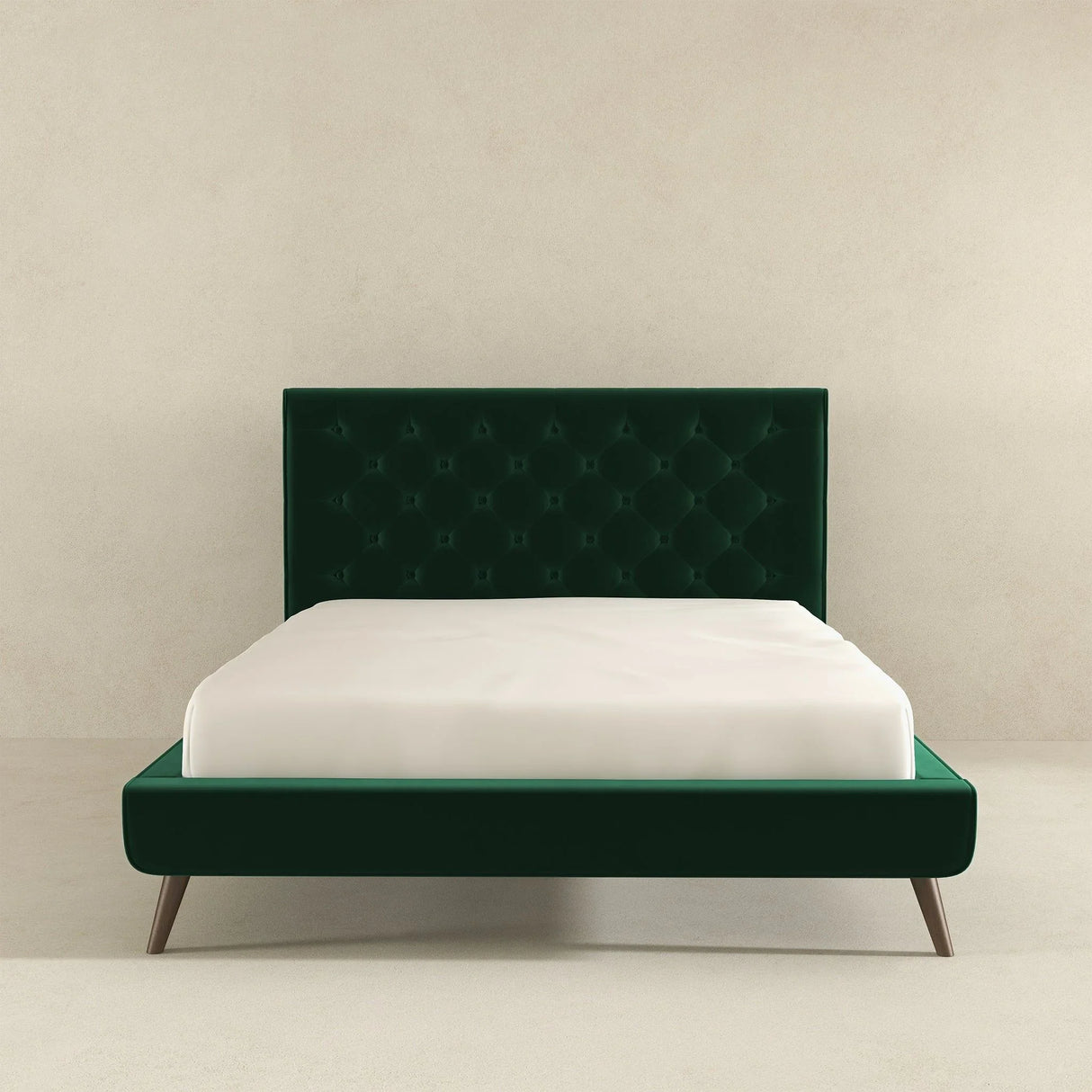 Dillon - Mid-Century Modern Velvet Platform Bed - Furniture Home Direct
