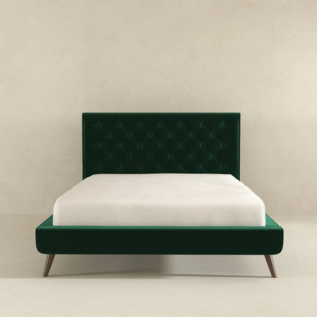 Dillon - Mid-Century Modern Velvet Platform Bed - Furniture Home Direct