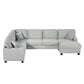 Upholstered U-Shaped Sectional Sofa With Movable Ottoman And Side Storage Pockets - Furniture Home Direct