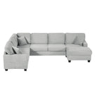 Upholstered U-Shaped Sectional Sofa With Movable Ottoman And Side Storage Pockets - Furniture Home Direct