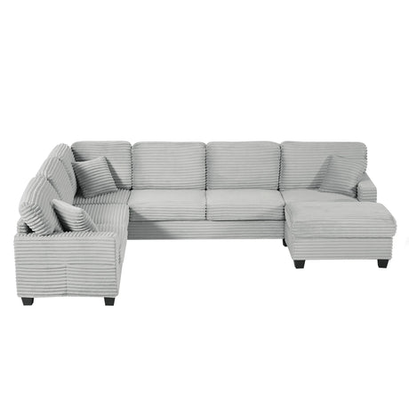 Upholstered U-Shaped Sectional Sofa With Movable Ottoman And Side Storage Pockets - Furniture Home Direct
