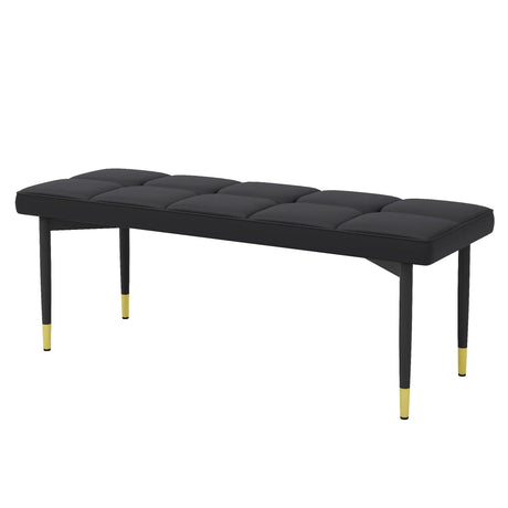 Multifunctional Shoe Bench, Sturdy Metal Legs With Gold Accents - Black - Furniture Home Direct