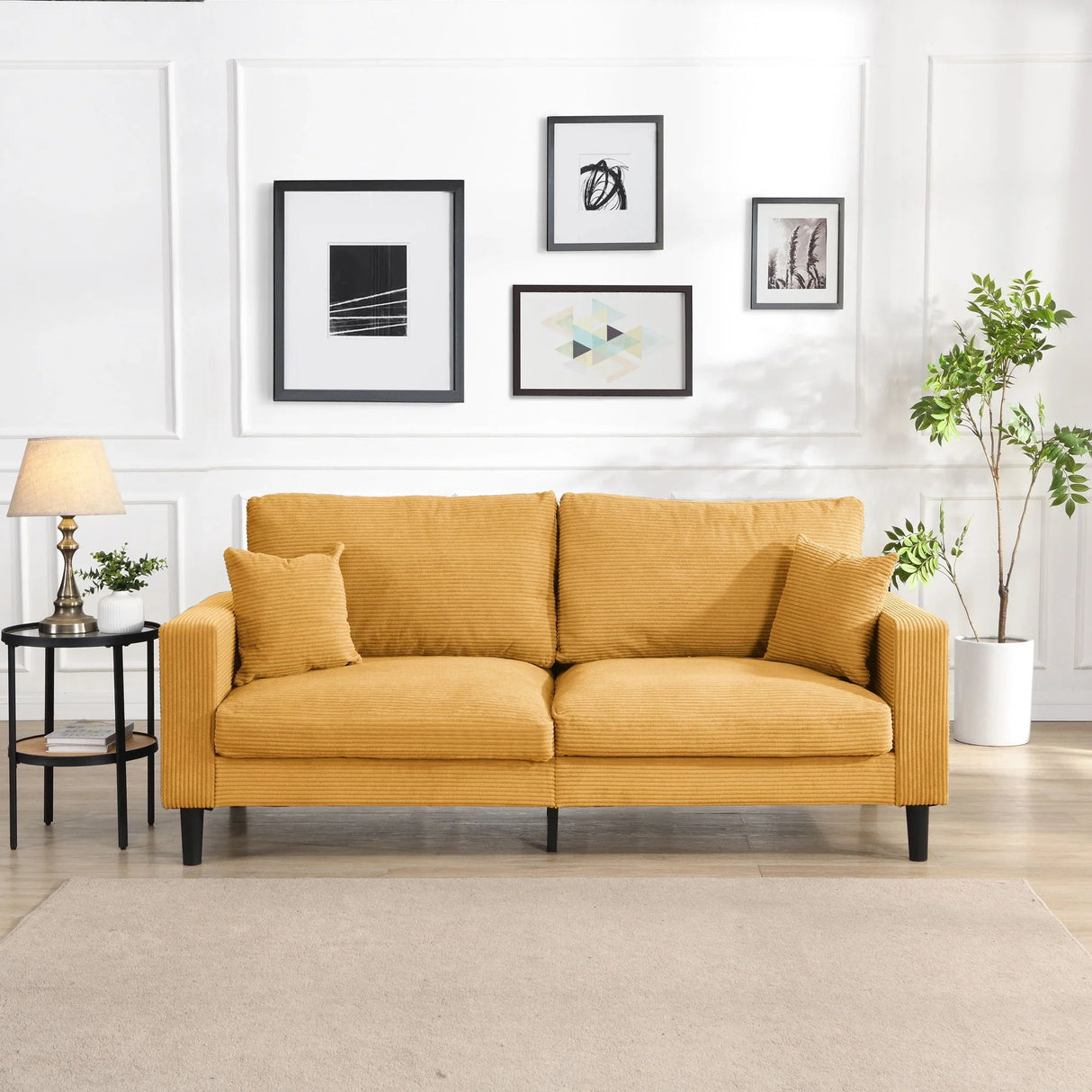 Modern Upholstered 3 Seat Sofa, High Resilience - Furniture Home Direct