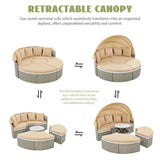 Outdoor Daybed With Canopy Weatherproof Rattan Beige - Furniture Home Direct