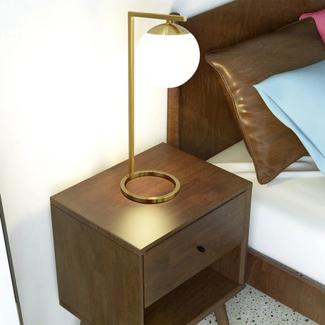 Globe - Table Lamp Opal With Dimmer Switch Inline - Gold / White - Furniture Home Direct