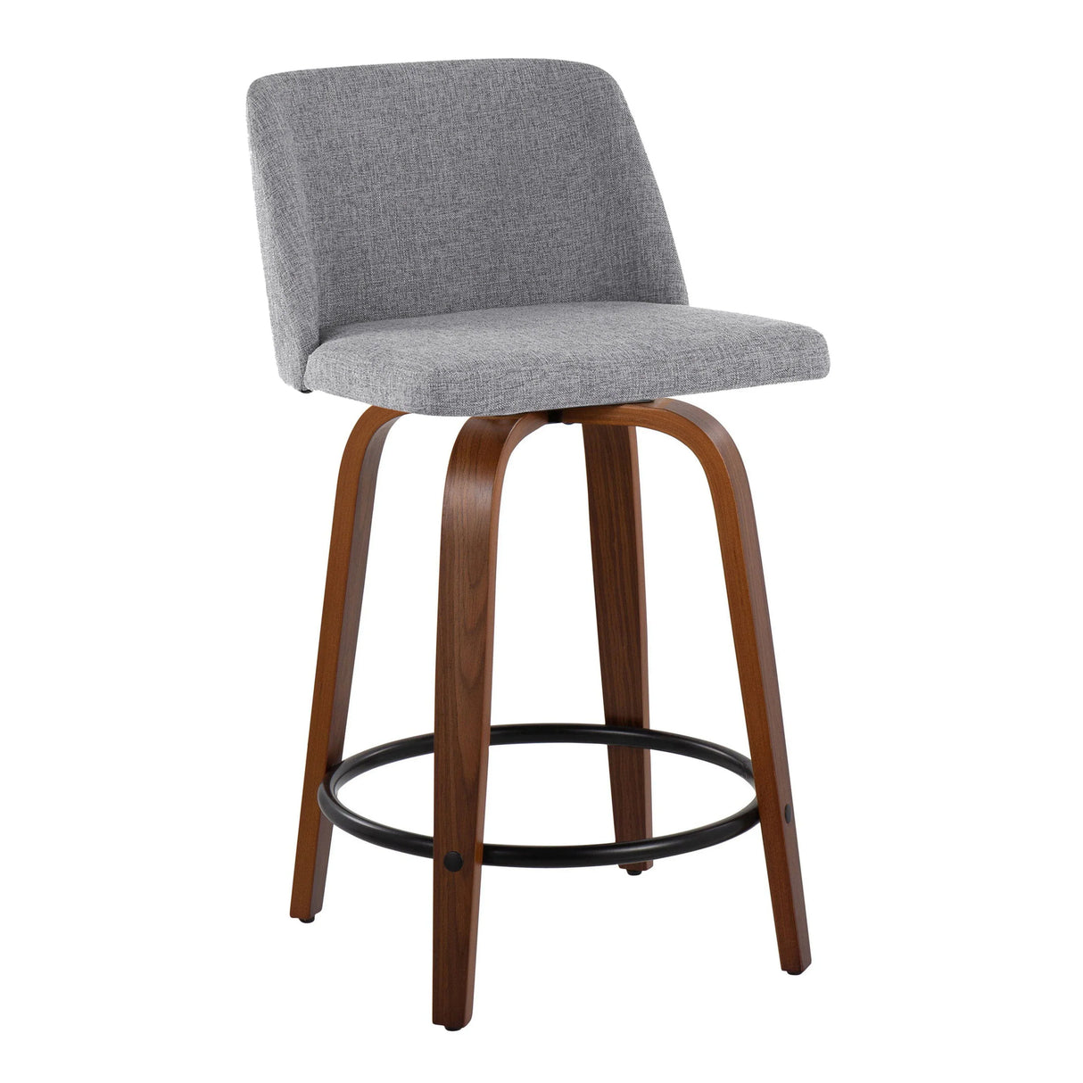 Toriano - Mid Century Modern, Fixed Height Counter Stool & Swivel And Round Footrest (Set of 2) - Furniture Home Direct