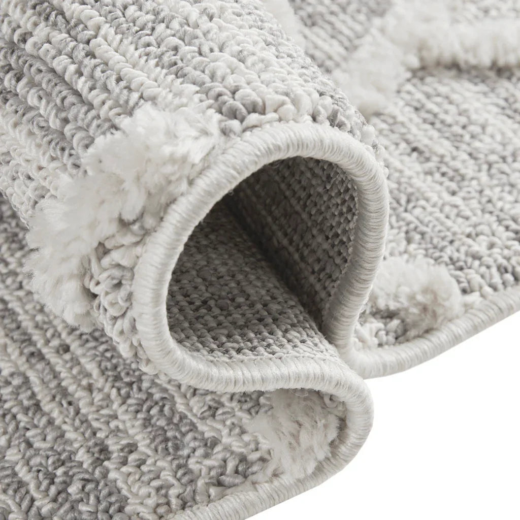Area Rug Pebble Pattern Machine Made Polyester Gray Cream - Furniture Home Direct