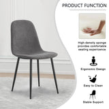 Dining Chair Set Modern Upholstered Linen Cotton Dark Gray - Furniture Home Direct