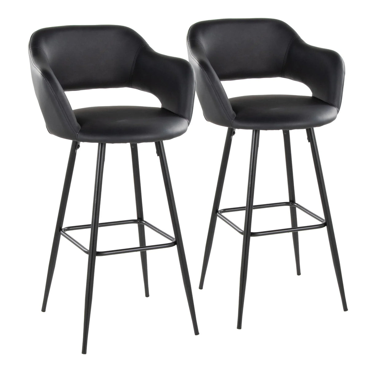 Margarite - Contemporary Fixed Height BarStool With Square Footrest (Set of 2) - Furniture Home Direct