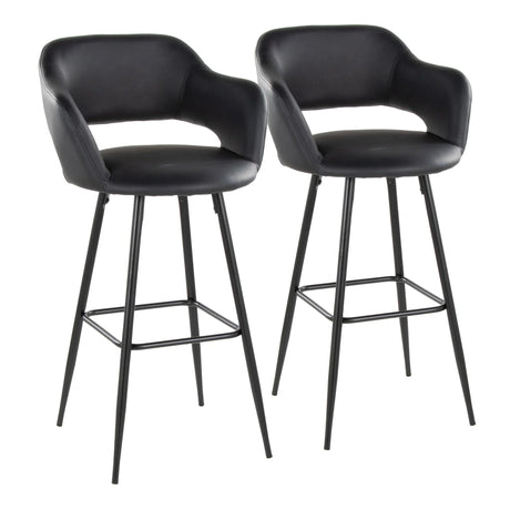 Margarite - Contemporary Fixed Height BarStool With Square Footrest (Set of 2) - Furniture Home Direct