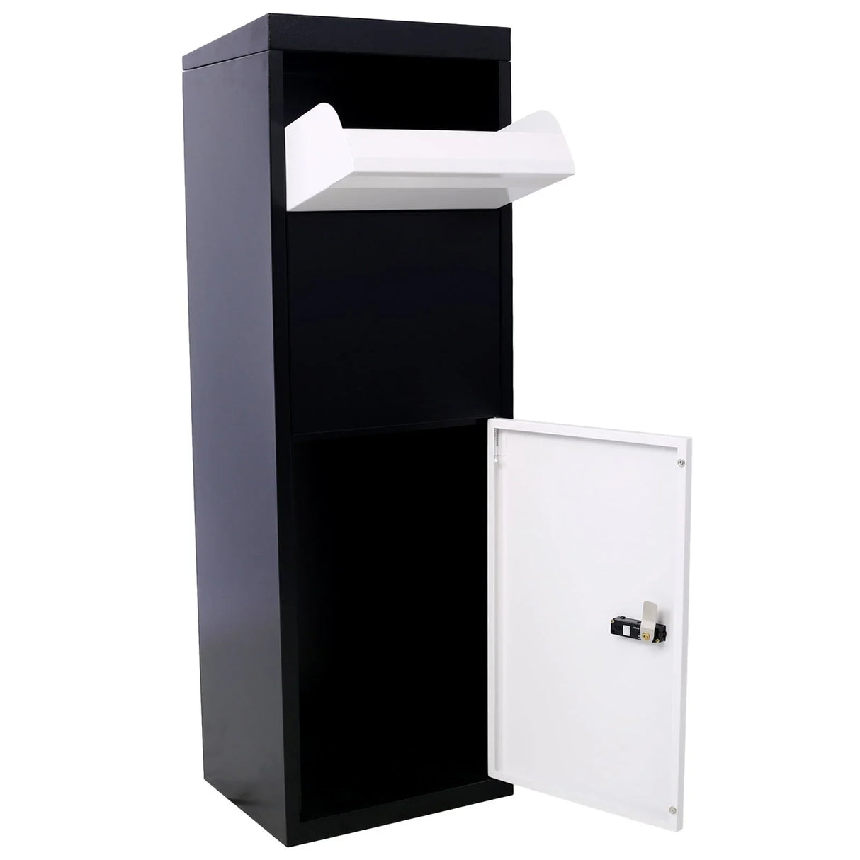 Package Delivery Box, Galvanized Steel Parcel Mailbox With Code Lock & Mounting Hardware, For Outdoor Porch, Curbside - White / Black - Furniture Home Direct