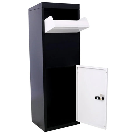 Package Delivery Box, Galvanized Steel Parcel Mailbox With Code Lock & Mounting Hardware, For Outdoor Porch, Curbside - White / Black - Furniture Home Direct
