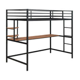 Twin Loft Bed With Desk And Shelve - Black - Furniture Home Direct