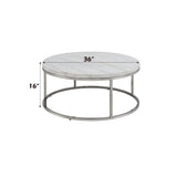 Zaidee - Mable Top Nickel Coffee Table - White - Furniture Home Direct