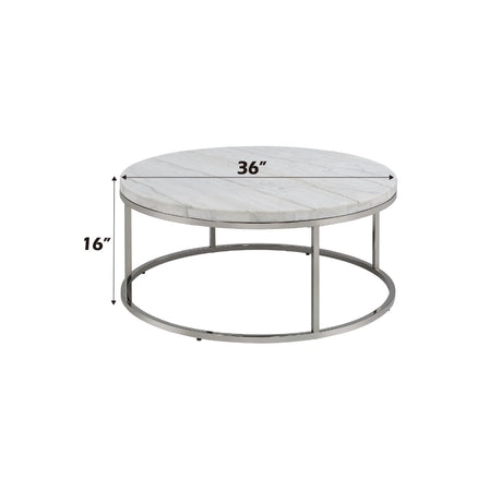 Zaidee - Mable Top Nickel Coffee Table - White - Furniture Home Direct