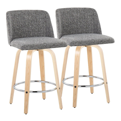 Toriano - Contemporary Fixed-Height Counter Stool With Swivel And Round Footrest (Set of 2) - Furniture Home Direct