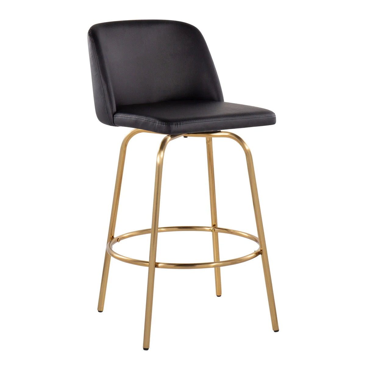 Toriano - Contemporary, Fixed Height Counter Stool With Swivel With Round Footrest (Set of 2) - Furniture Home Direct