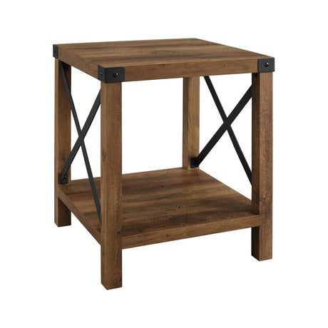 Farmhouse Metal X Table With Lower Shelf - Furniture Home Direct