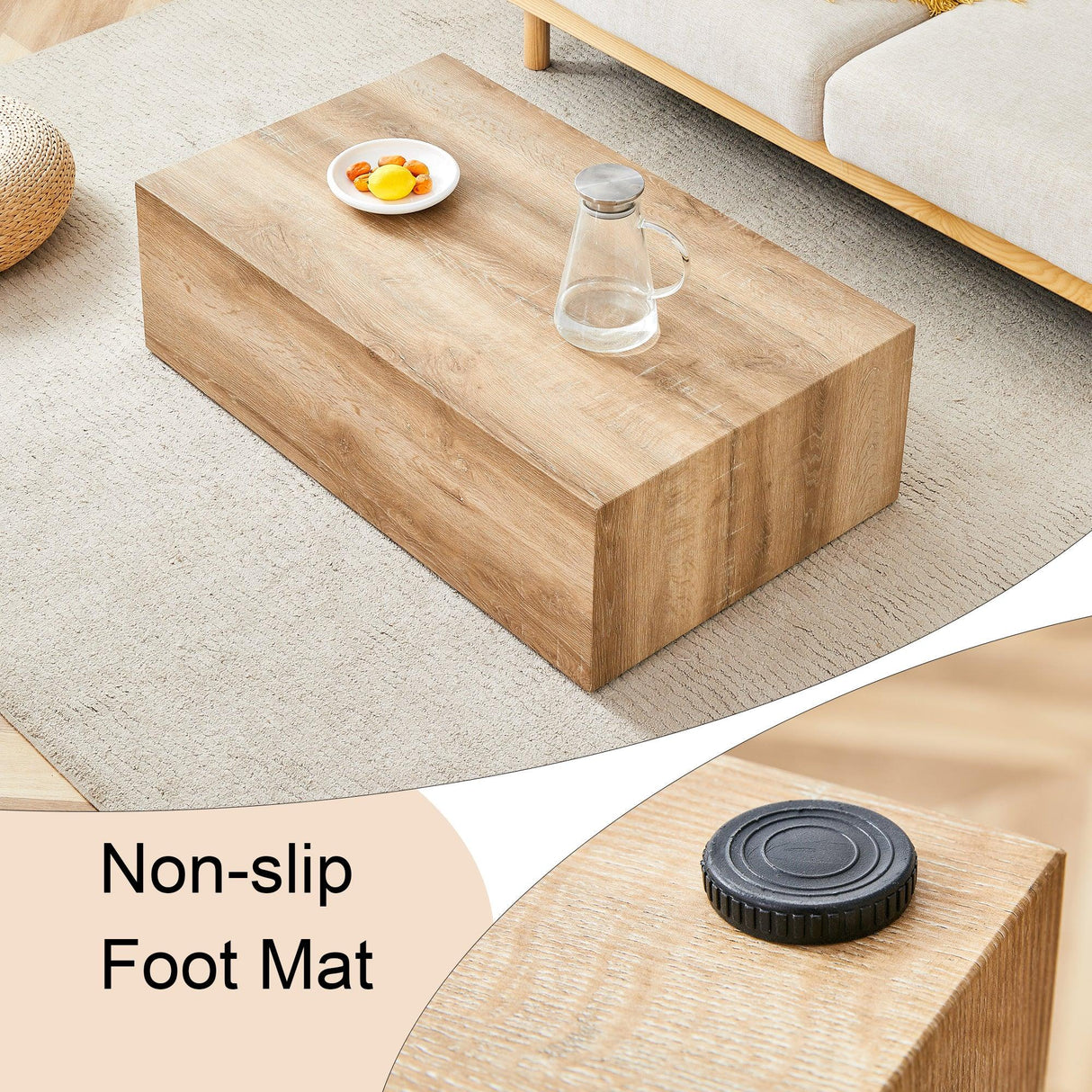 Coffee Table Modern MDF Sleek Contemporary Natural Wood - Furniture Home Direct
