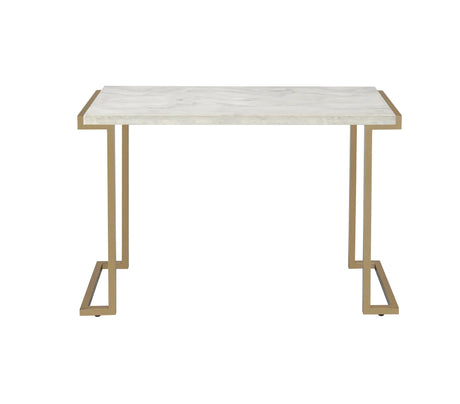 Boice II - Faux Marble Top Console Table - White / Champagne - Furniture Home Direct