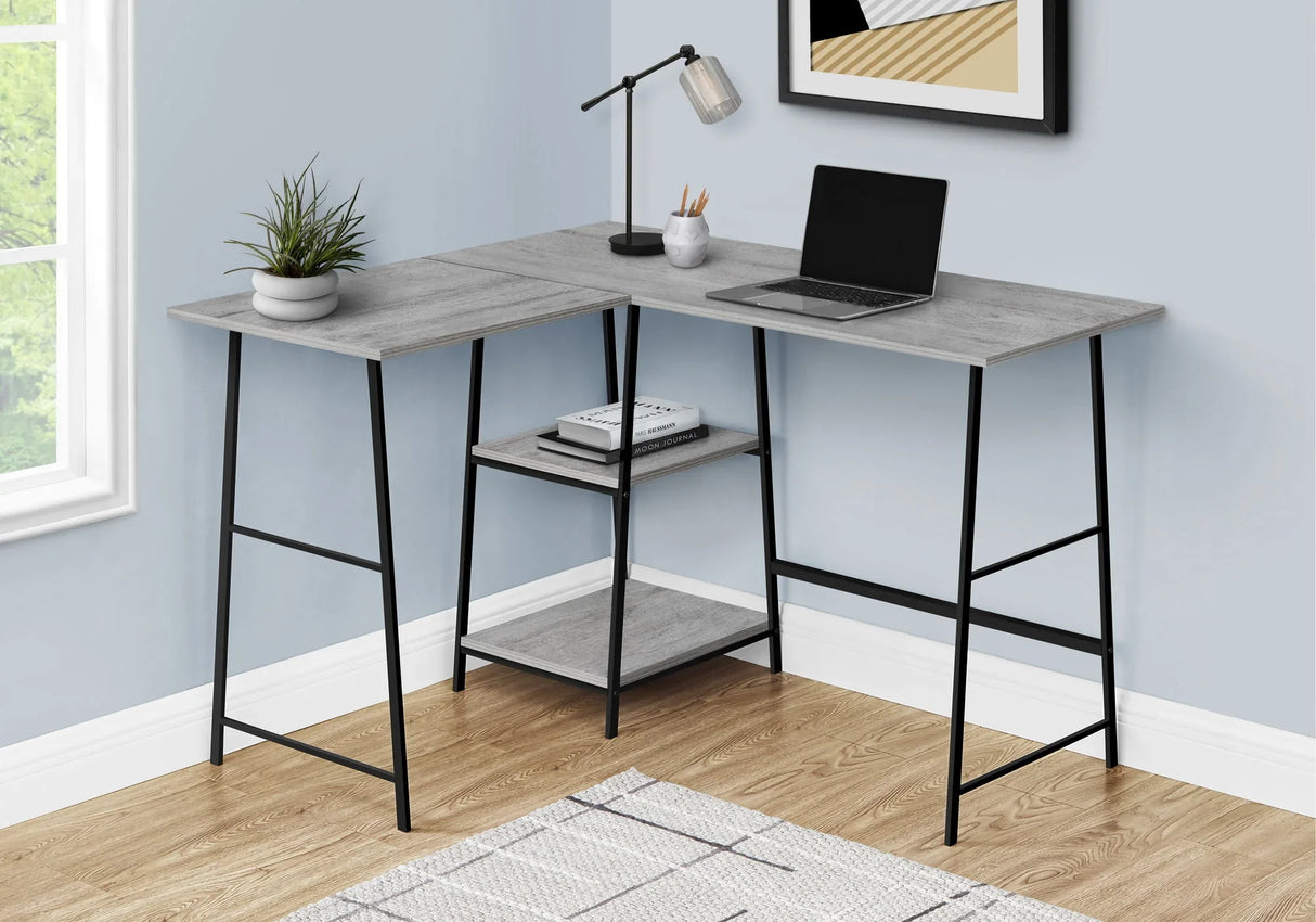 Computer Desk, Home Office, Corner, Storage Shelves, L Shape, Work, Laptop, Contemporary, Modern - Furniture Home Direct