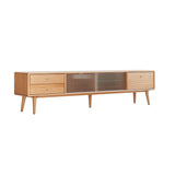 TV Cabinet With Chinese Changhong Glass Doors, Two Drawer Storage Space TV Standing - Furniture Home Direct