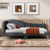 Upholstered Daybed With Headboard And Armrest, Support Legs - Furniture Home Direct