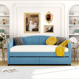 Upholstered Daybed With Two Drawers And Wood Slat - Furniture Home Direct
