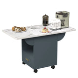 Versatile Wood Folding Dining Table With Wheels, Storage Rack & Drawer, Space Saving Design - White - Furniture Home Direct