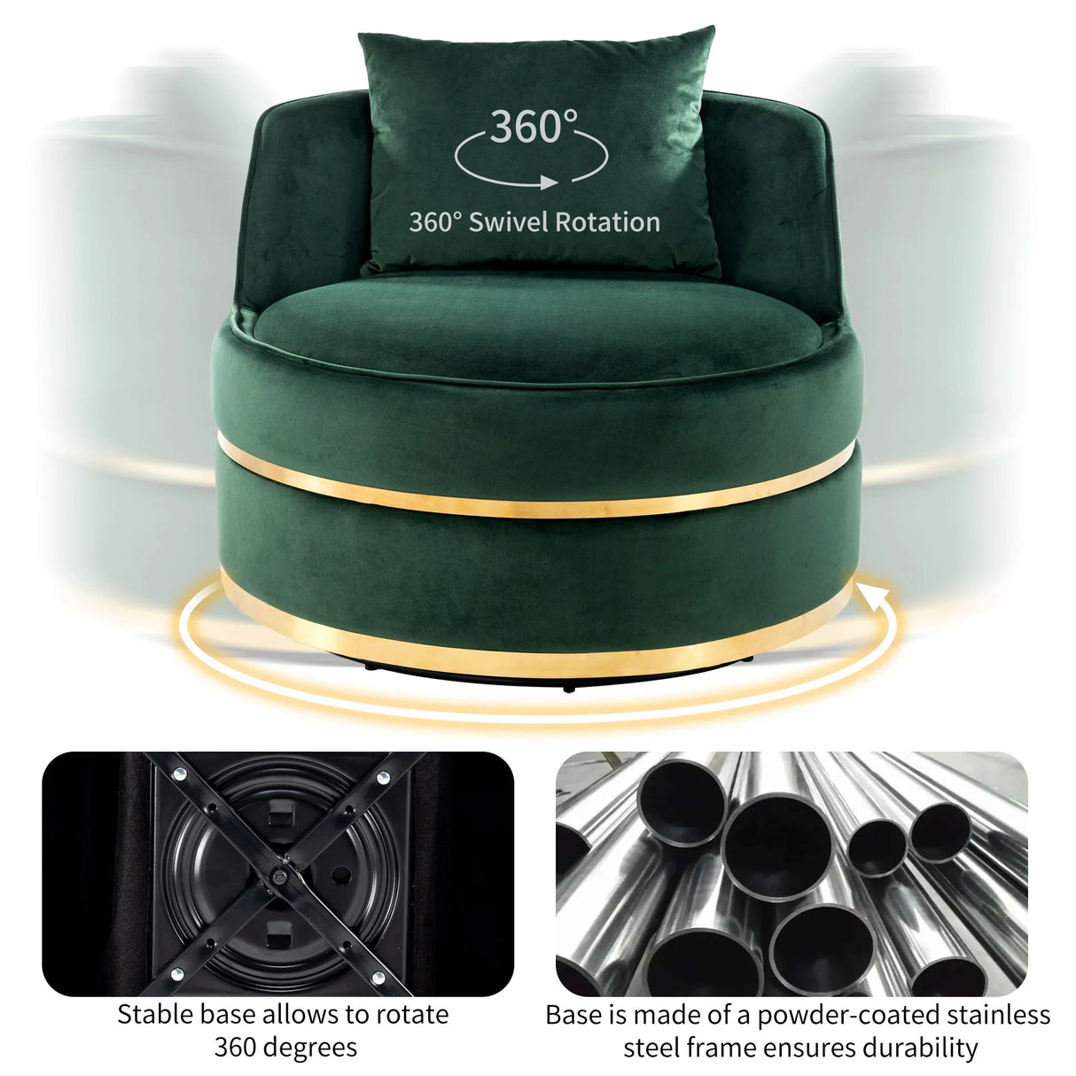 360 Degree Swivel Over Sized Upholstered Barrel Chair - Furniture Home Direct