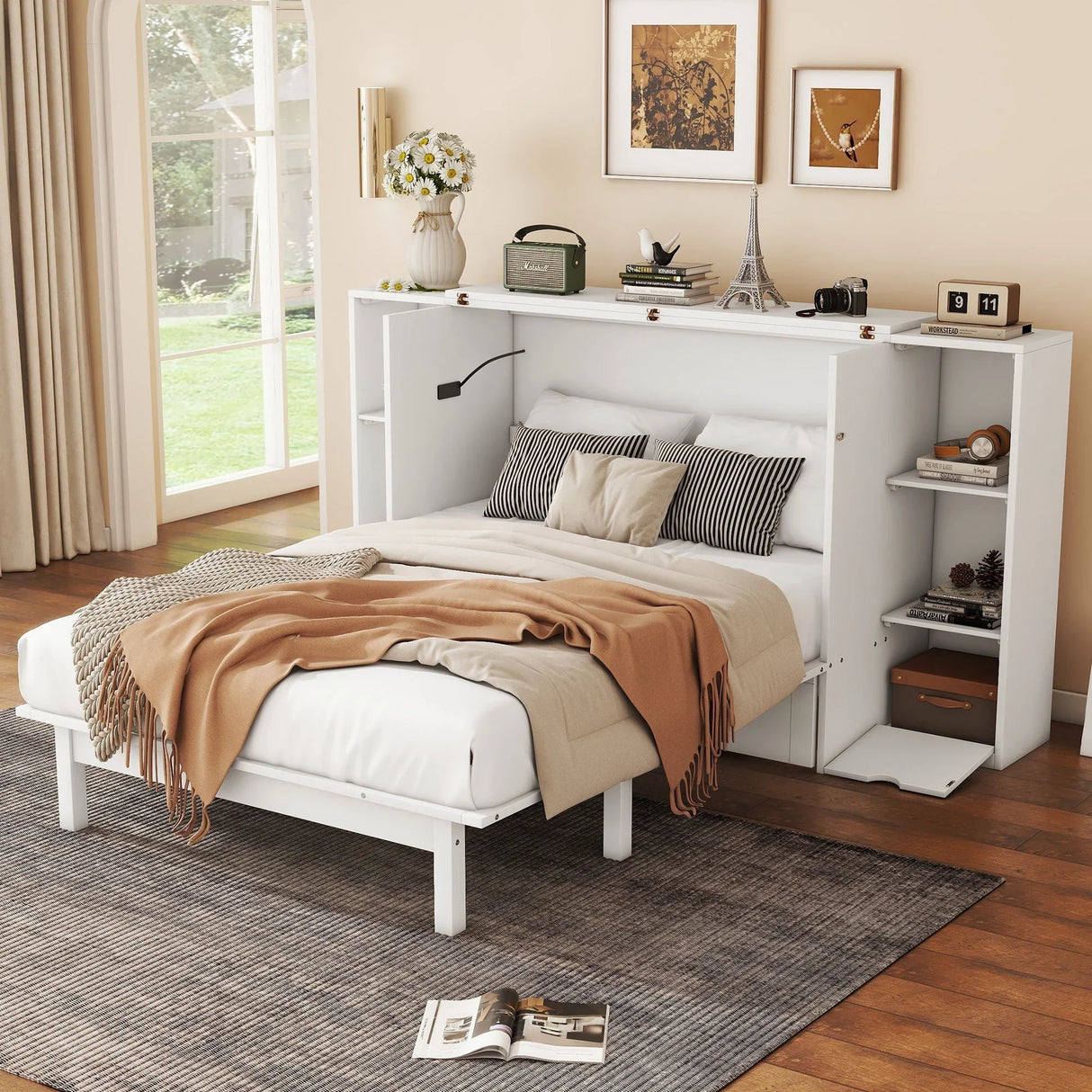 Murphy Bed With Shelves, Drawers And USB Ports - Furniture Home Direct