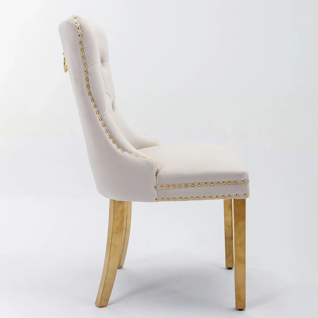 Nikki - Modern, High-End Tufted Solid Wood Contemporary Velvet Upholstered Dining Chair With Golden Stainless Steel Plating Legs, Nailhead Trim (Set of 2) - Furniture Home Direct