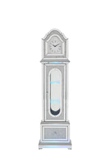 Noralie - Mirrored & Faux Diamonds Grandfather Clock With LED - Silver Gray - Furniture Home Direct
