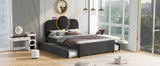 Platform Bed Upholstered With Storage Drawers Trundle Gray - Furniture Home Direct