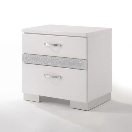 Naima II - High Gloss Nightstand - White - Furniture Home Direct