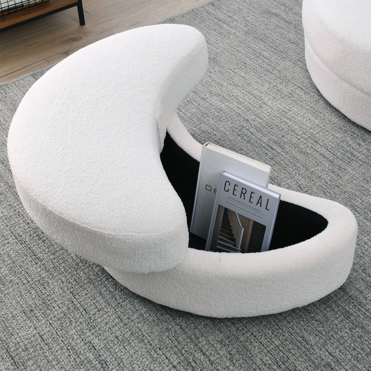 Linen Barrel Swivel Chair With Storage Ottoman - Furniture Home Direct