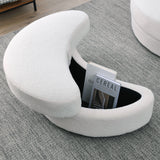 Linen Barrel Swivel Chair With Storage Ottoman - Furniture Home Direct