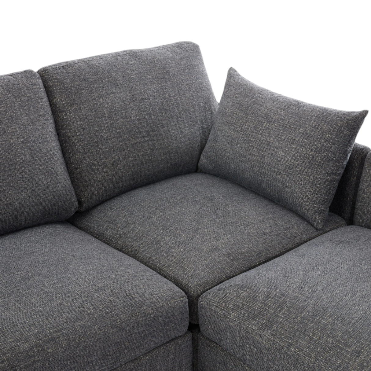 Sectional Sofa, Modular With USB Ports And Ottoman, Grey - Furniture Home Direct