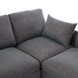 Sectional Sofa, Modular With USB Ports And Ottoman, Grey - Furniture Home Direct