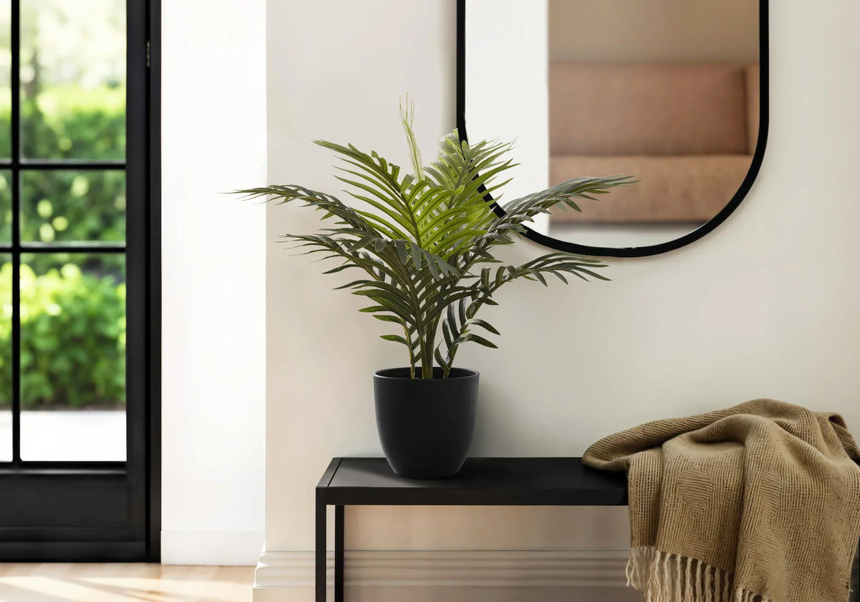 20" Tall, Artificial Plant, Palm, Indoor, Faux, Fake, Table, Greenery, Potted, Real Touch, Decorative - Green / Black - Furniture Home Direct