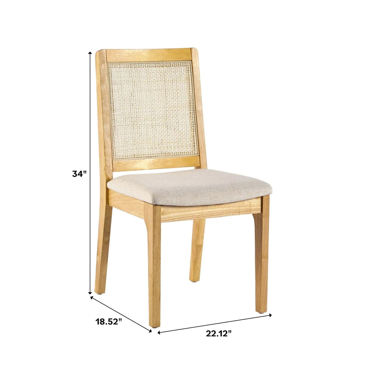 Modern Solid Wood Dining Chair With Rattan Inset Back (Set of 2) - Furniture Home Direct