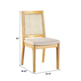 Modern Solid Wood Dining Chair With Rattan Inset Back (Set of 2) - Furniture Home Direct