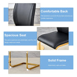 Dining Chair Set With Gold Frame PU Upholstery Black - Furniture Home Direct