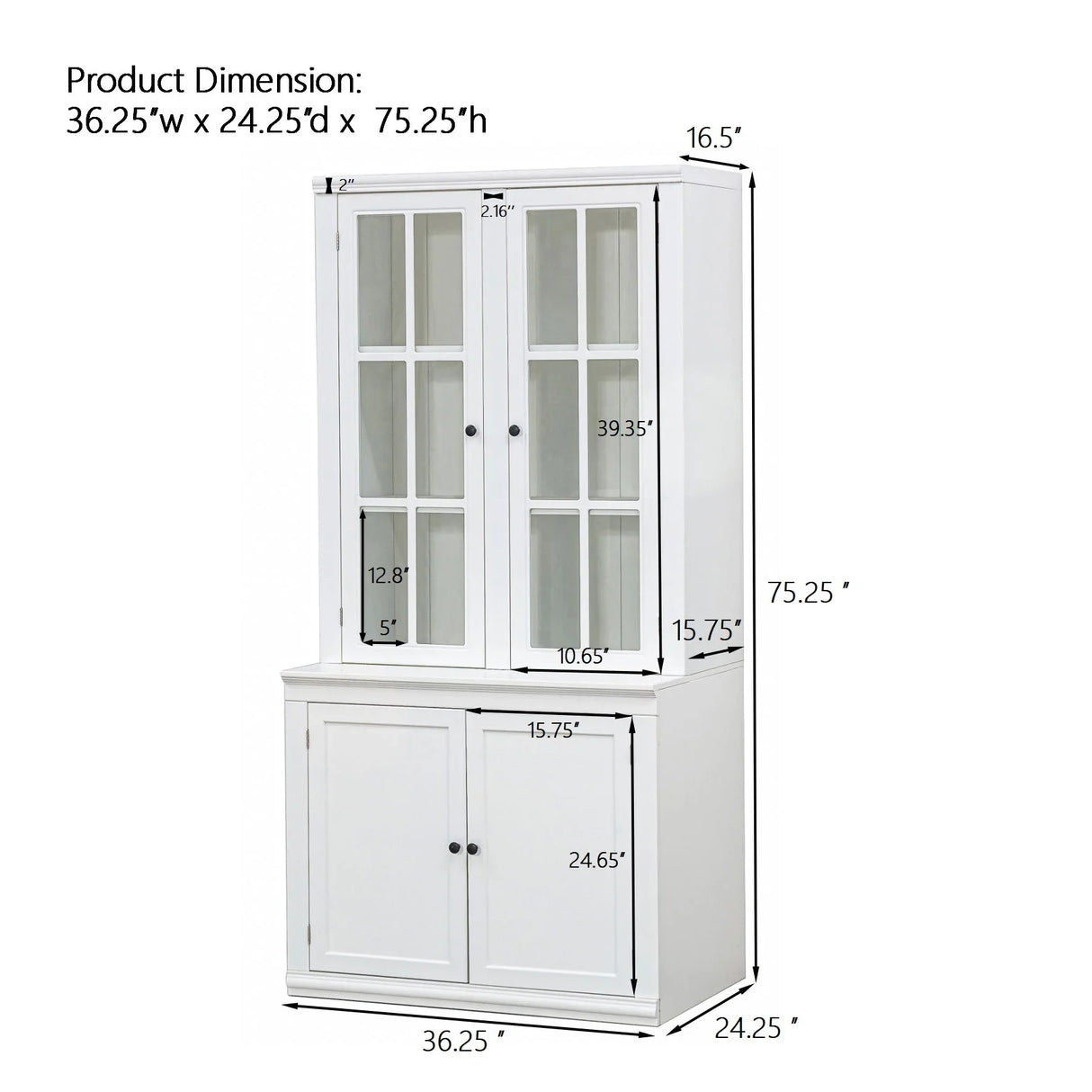 Retro Style Hutch Cabinet With Glass Door, China Cabinet For Home - Furniture Home Direct