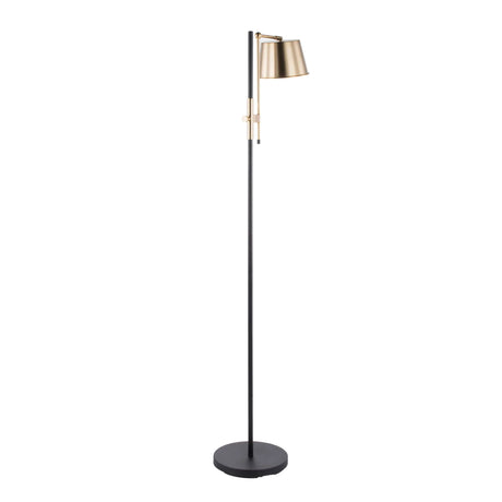 Metric - Industrial Floor Lamp - Black / Antique Brass - Furniture Home Direct