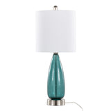 Bottega - Contemporary Table Lamp (Set of 2) - Sapphire Blue / Nickel / White - Furniture Home Direct