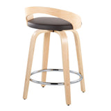 Grotto - Contemporary Fixed Height Counter Stool & Swivel, Round Footrest (Set of 2) - Furniture Home Direct